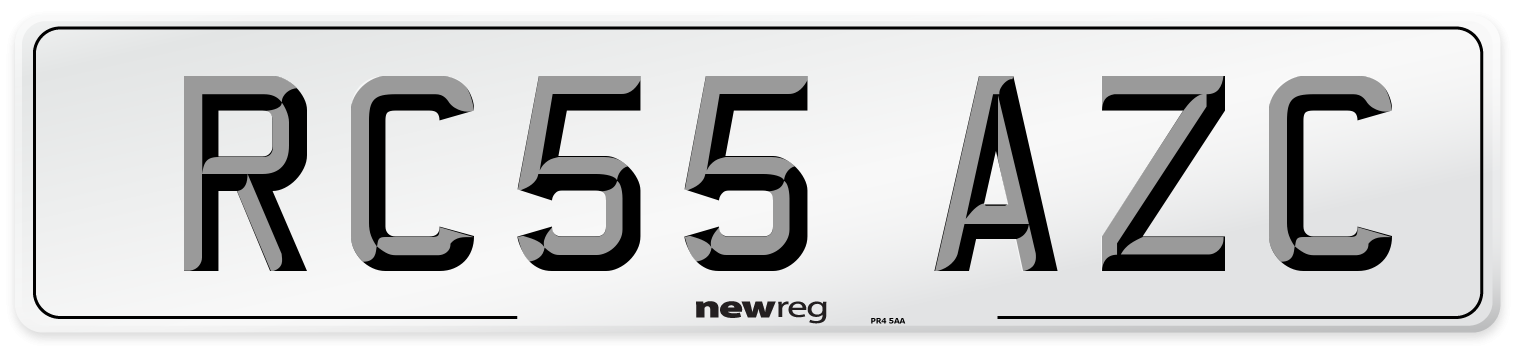 RC55 AZC Number Plate from New Reg